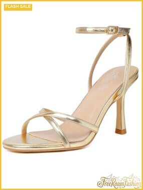 Strappy Heeled Sandals Faux Leather Ankle Strap Party Prom Wedding Heels